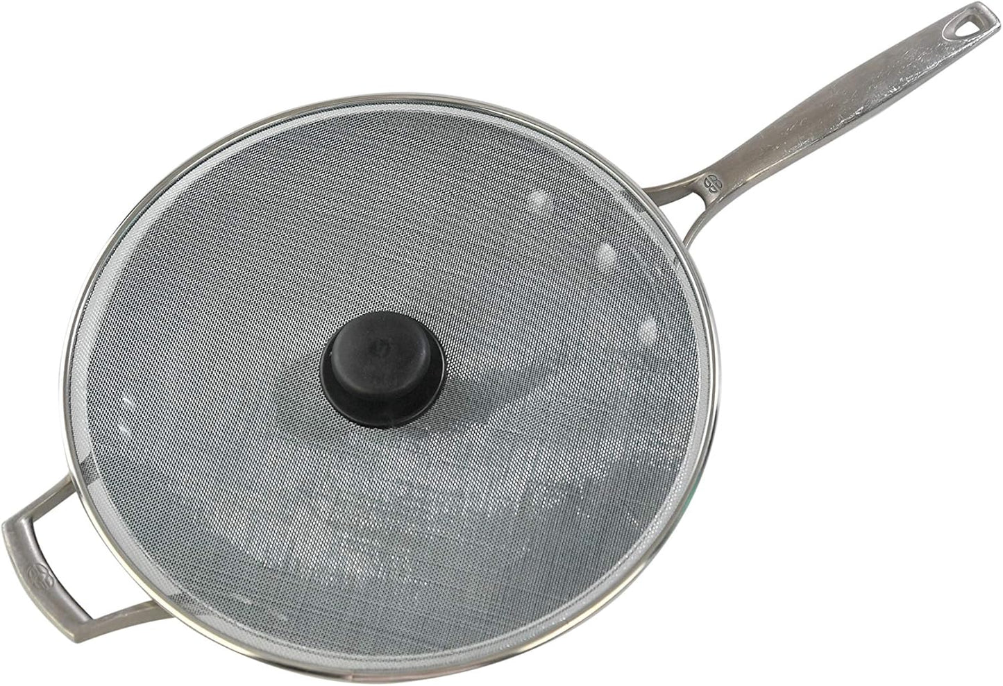 HOME-X Splatter Screen for Frying Pans, Anti-Splatter Lid with Stainless-Steel Mesh, Fry Pan Splash Guard, Set of 2, 11 ¼” Dia. and 9 ¾” Dia.