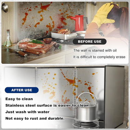 4-Sided Foldable Oil Splatter Guard, Stainless Steel for Frying | Nonstick Oil Splash Insulation, Foldable Design for Easy Storage, Protects Stove & Countertop, Heat Insulation Board