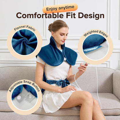 Electric Heating Pad for Neck Back Shoulder Pain Relief, 25"x37" Large Full Body Weighted Heated Pad for Menstrual Cramps - 5 Heat Levels/Snug Fit, Birthday Gifts for Women Men Mom Dad Elders