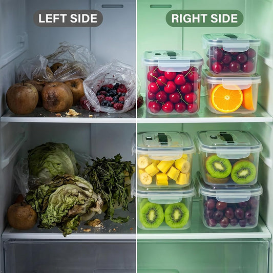 KUK 4 Pack Fruit Storage Containers for Fridge, Leakproof Food Containers with Removable Colander, Fruit Containers for Fridge BPA Free Produce Containers Keep Vegetables Berry Meat Fresh Longer