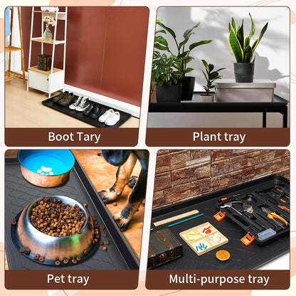3 Pack Extra Large Boot Tray 40"x20" Long Shoe Mats Boot Storage with Raised Edge Waterproof Plastic Wet Shoe Tray for Entryway Floor Indoor Outdoor Mudroom Multi Use(Black)