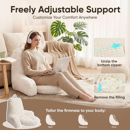 21" Higher Large Reading Pillow for Bed Adult, Back Pillow for Bed Sitting Up with Memory Foam Back Support with Arms Rest for Couch Chair Gray