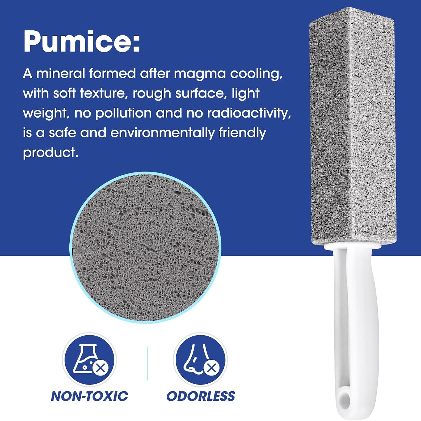 5 Pack Pumice Stone for Cleaning, Pumie Scouring Stick with Handle, Pumice Stone Toilet Bowl Cleaner, Hard Water Stain Remover for Toilet, Bathroom, Kitchen Sink, Grill