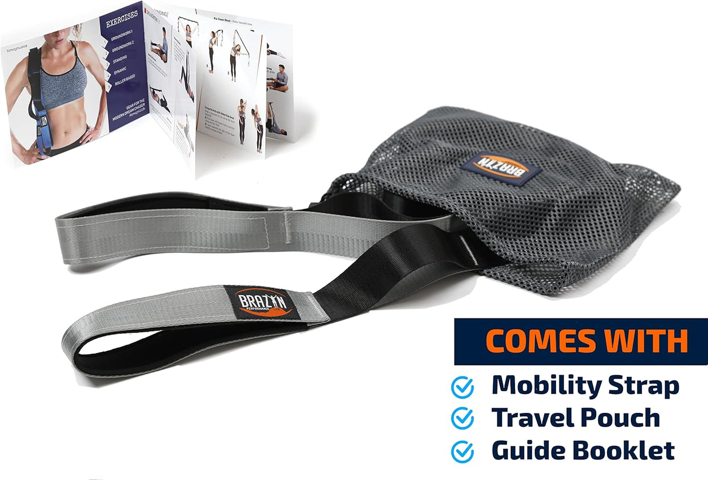 Brazyn Mobility Stretching Strap | Multi-Functional 12-Loop Strap for Stretching, Yoga, Physical Therapy, Pilates, Dance and Gymnastics