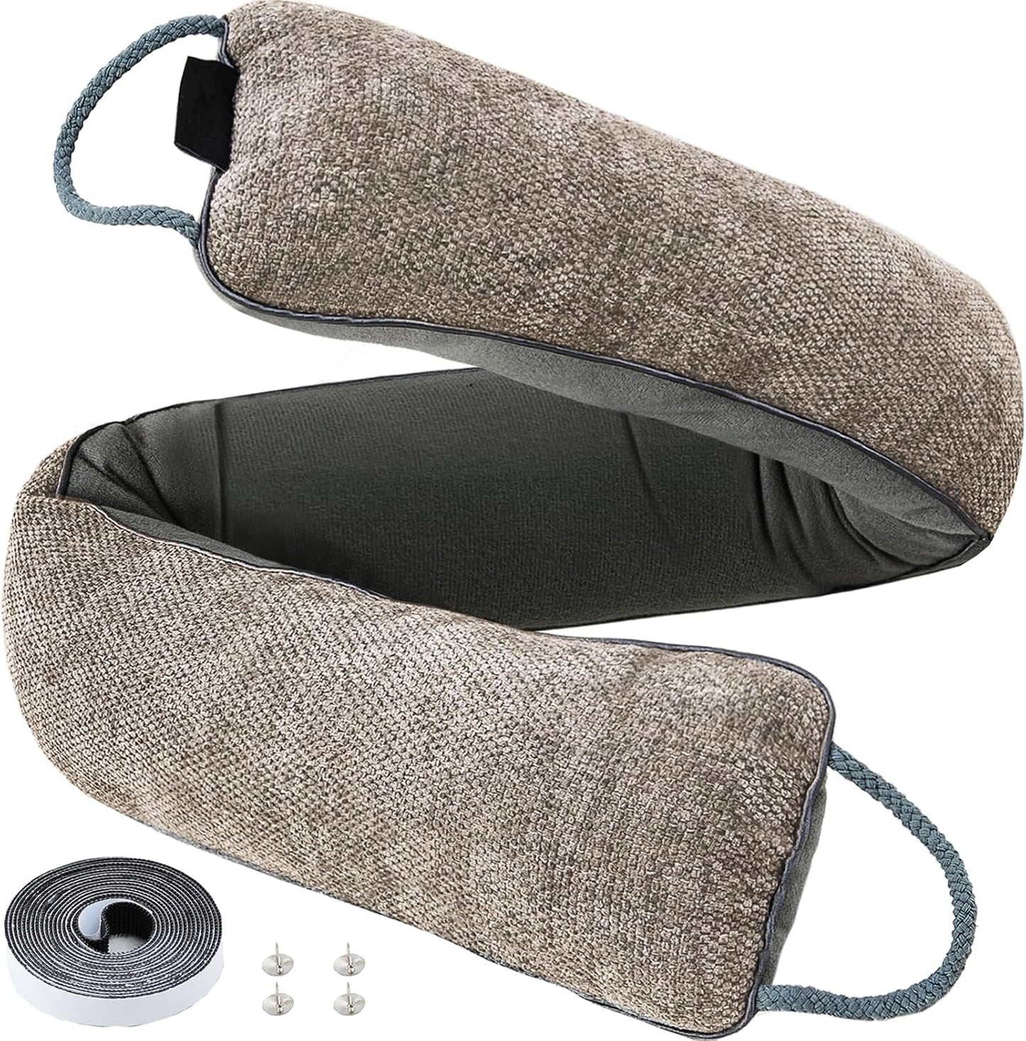Weighted Door Draft Stopper, Grey, 32inch | Under Door Noise Blocker, Front Door Insulation, Weatherproof Strip, Energy Efficient