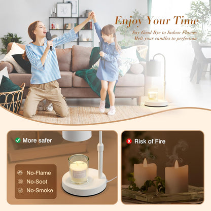 CASTLELIFE Candle Warmer Lamp with Timer & Dimmer, Height Adjustable Electric Wax Melt Warmer for Jar Candles, Gifts for Mom Home Decor, White