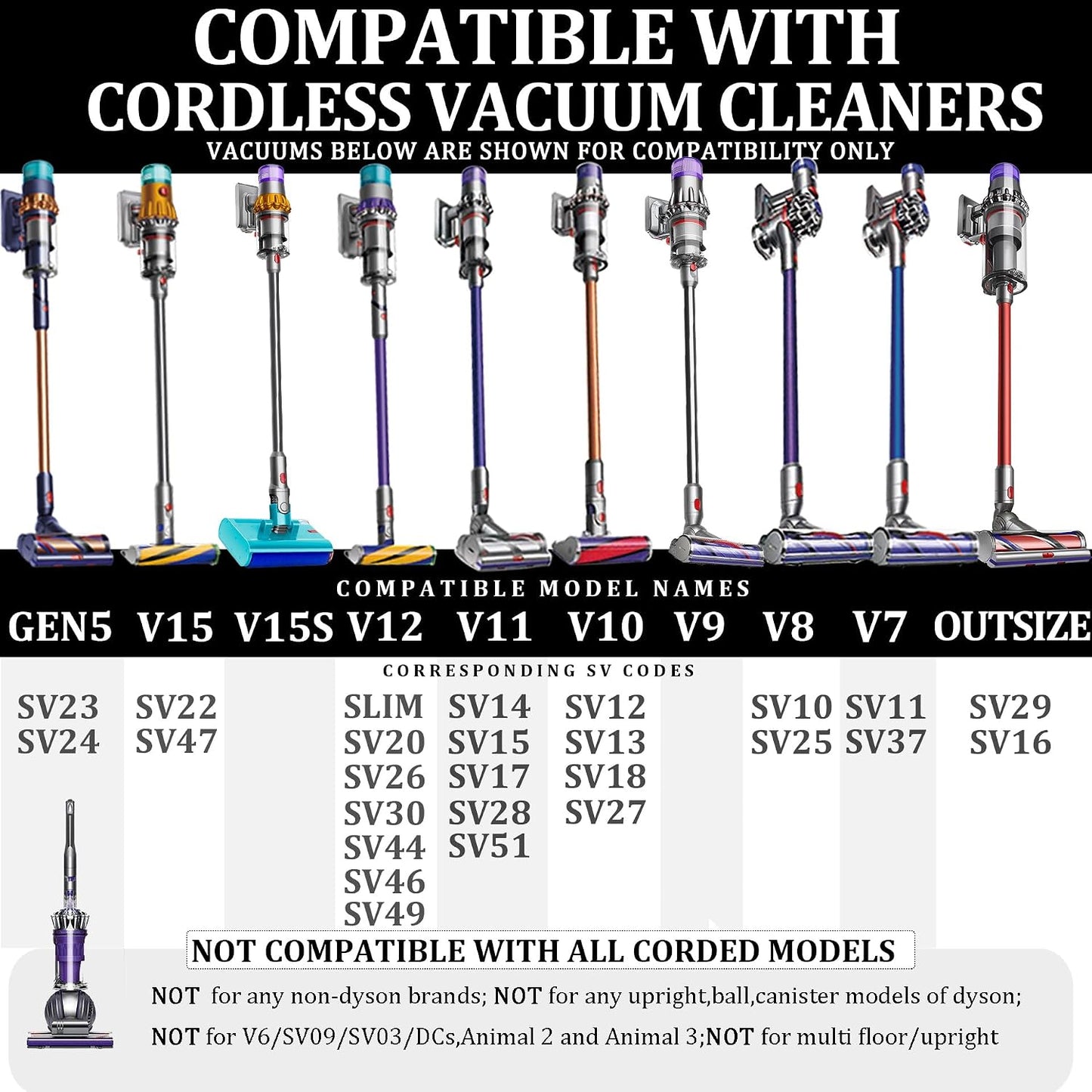 Attachment Kits for Dyson Vacuum Cleaner,Hose,Crevice Tool,Dryer Lint Vac Attachment for Dyson V15 V15s V11 V8 V9 V7 V10 V12 Detect Cyclone Absolute Cordless Handheld Vacuum Cleaner