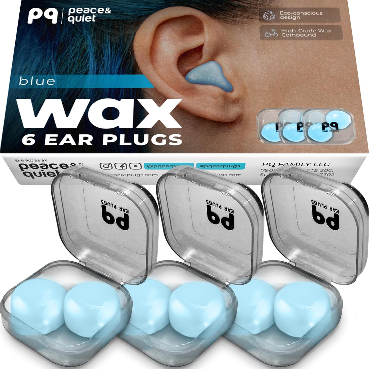 PQ Wax Ear Plugs for Sleep - 6 Silicone Wax Earplugs for Sleeping and Swimming - Gel Ear Plugs for Noise Cancelling, Ear Protection - Sleeping Earplugs with Sound Blocking (6-Pillows). Beige