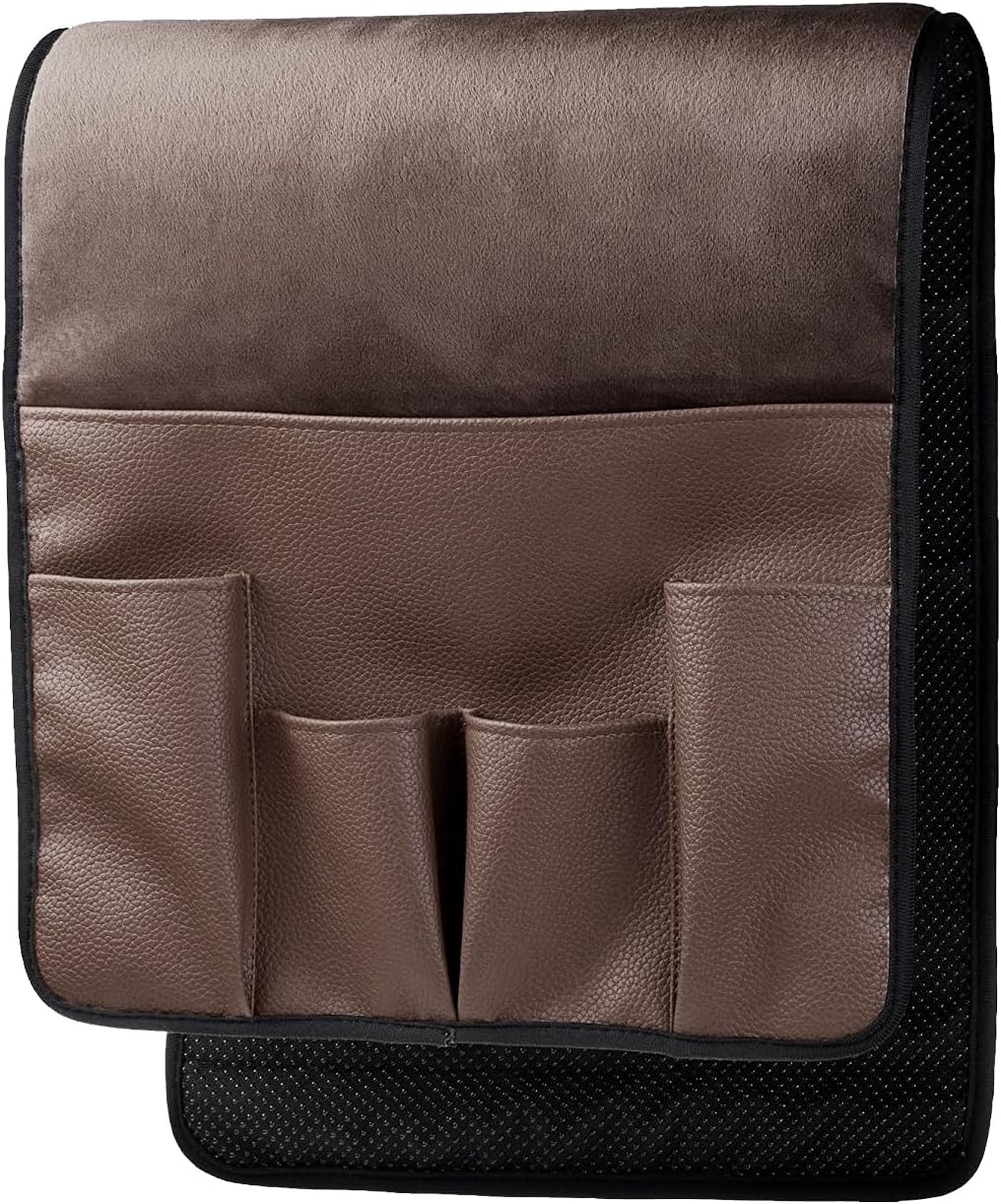 Wanty Velvet Sofa Couch Chair Armrest Soft Caddy Organizer Holder for Remote Control, Cell Phone, Book, Pencil (Black)