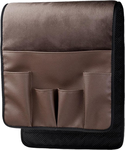 Wanty Velvet Sofa Couch Chair Armrest Soft Caddy Organizer Holder for Remote Control, Cell Phone, Book, Pencil (Black)