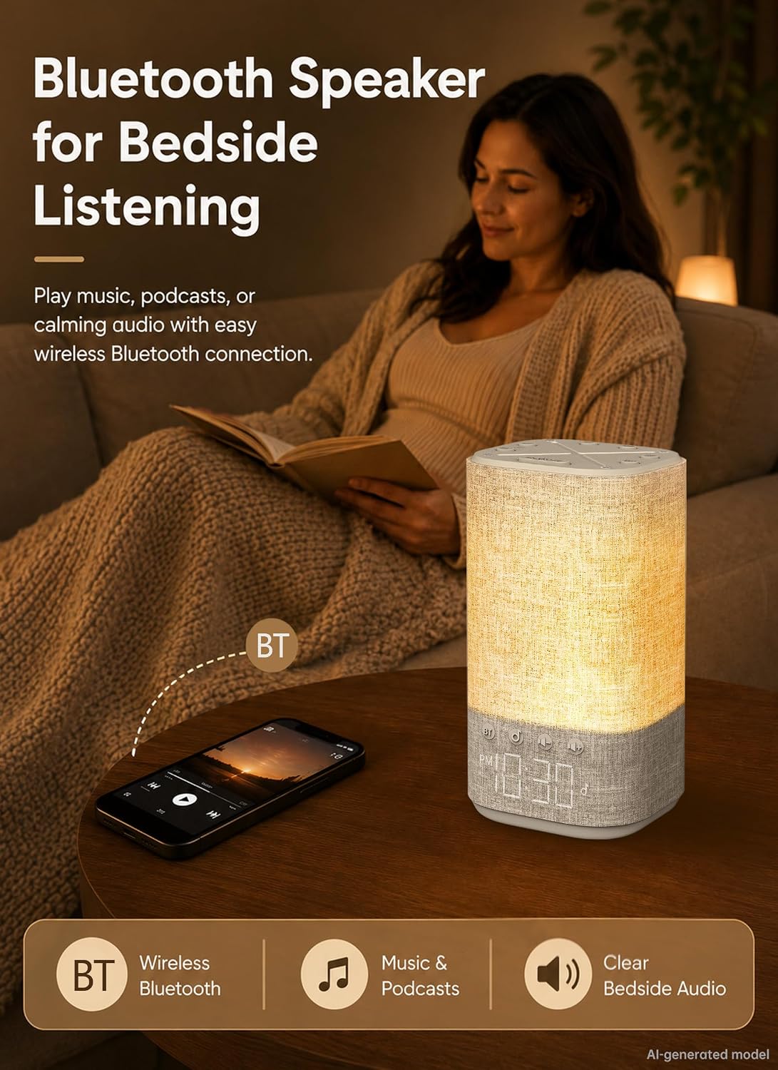 Sunrise Alarm Clock Sound Machine for Bedroom: Natural Wake Up Light | Dimmable Night Light Clock - Bluetooth Speaker - 25 Sleep Sounds - White Noise Machine for Baby Adults Kids