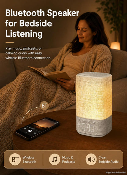 Sunrise Alarm Clock Sound Machine for Bedroom: Natural Wake Up Light | Dimmable Night Light Clock - Bluetooth Speaker - 25 Sleep Sounds - White Noise Machine for Baby Adults Kids