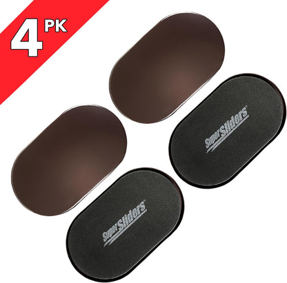 Super Sliders 5-3/4" x 9-1/2" XL Oval Reusable Furniture Sliders for Carpet, Anti-Slip Protective Furniture Moving Pads for Beds, Sofas, Dressers, Set of 4, Brown