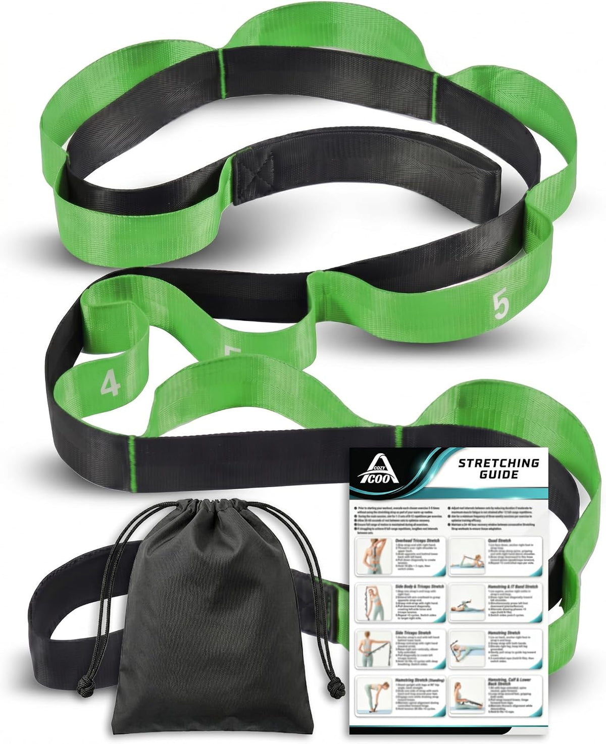 Acozycoo Stretching Strap with Loops for Physical Therapy,Knee,Calf,Back
