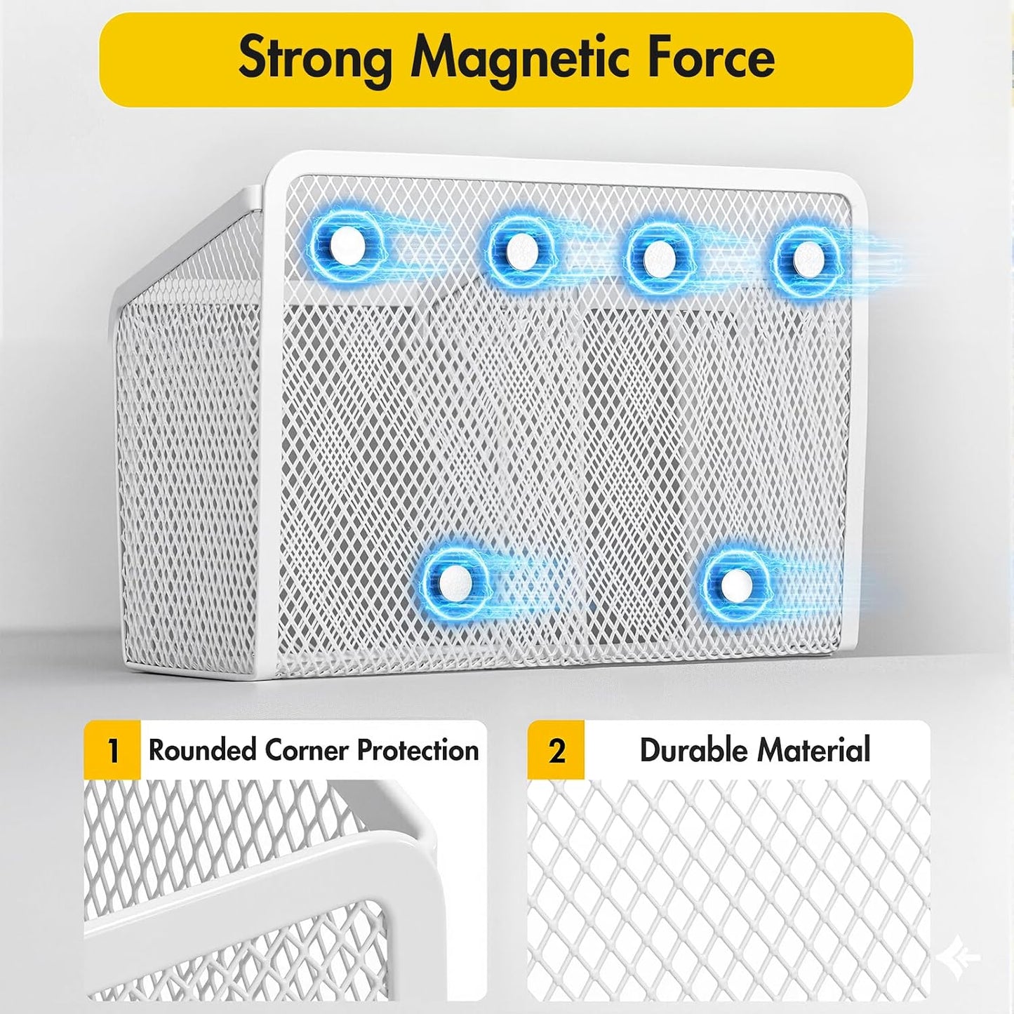 BEYGORM Magnetic Dry Erase Marker Holder for Whiteboard, Locker Organizer | Mesh Non-slip Pen & Pencil Holder for Refrigerator, Basket for Classroom, School &Office (Black, 1-Pack)
