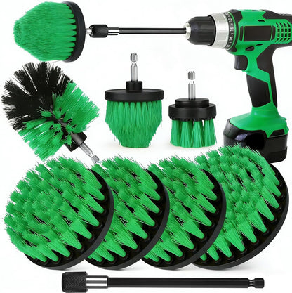 8 Pack Drill Brush Attachment Set, 1/4in Power Scrubber Brush + Extend Long Rod, Multi-Purpose Power Cleaning Scrub Brush for Bathroom, Tub, Tile, Corner, Floor(Red)