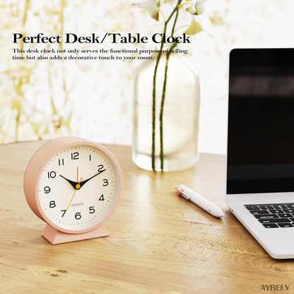 AYRELY® 4.5" Analog Alarm Clock, Small Retro Desk Clock and Table Clock