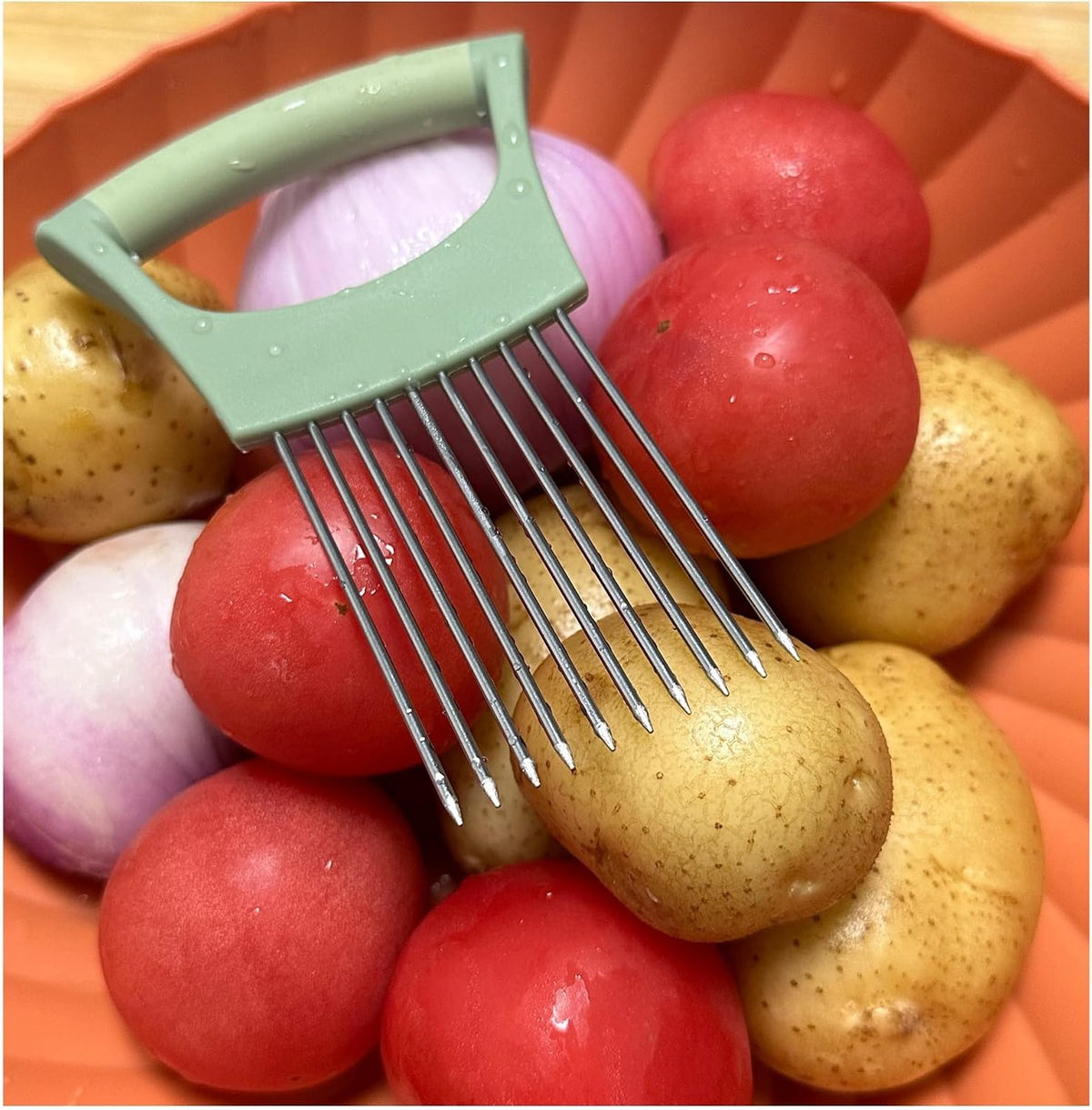 Onion Holder for Slicing,Food Slicing Guide for Meat Lemon Potato Tomato