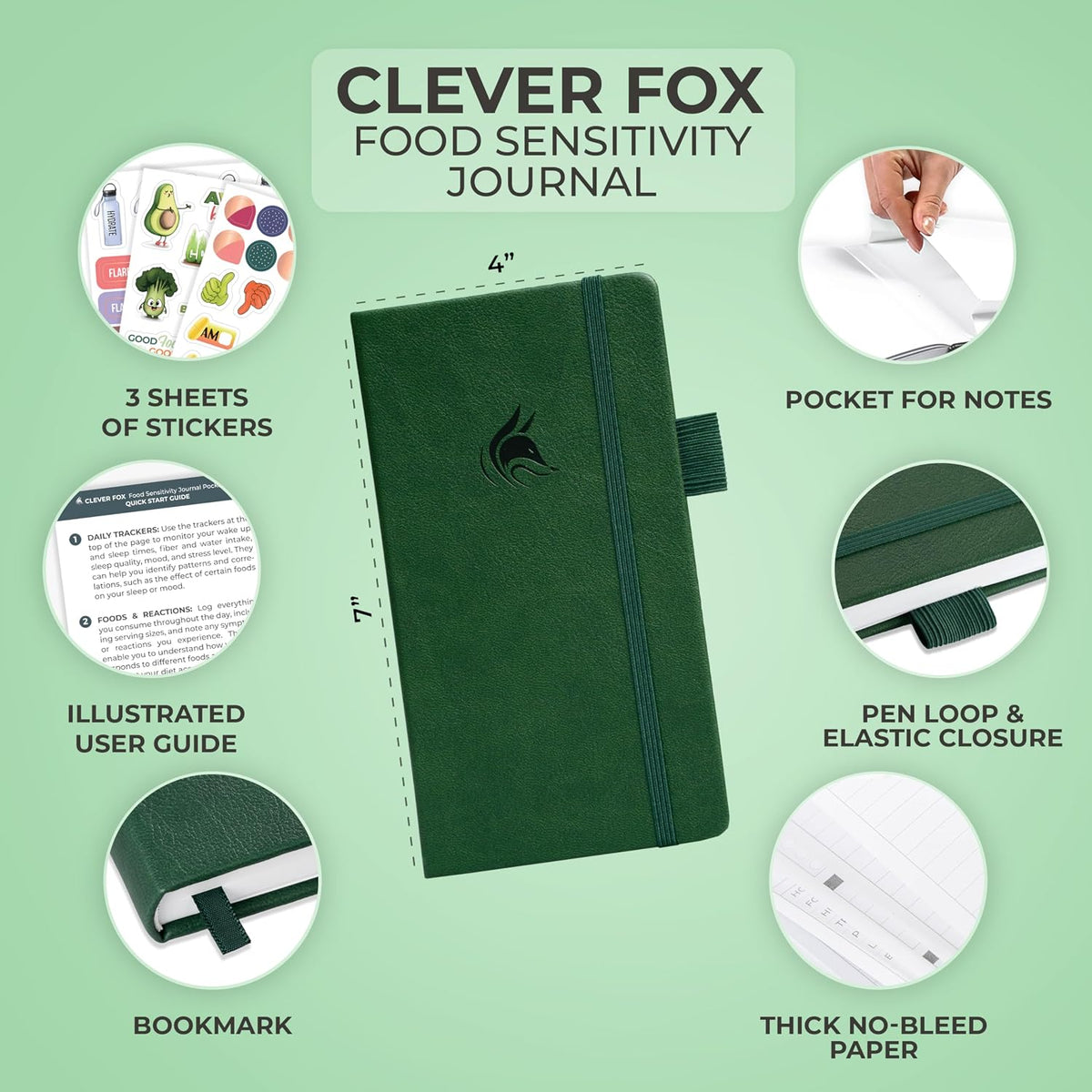 Clever Fox Food Sensitivity Journal & Symptom Diary, 8.5x11 Purple