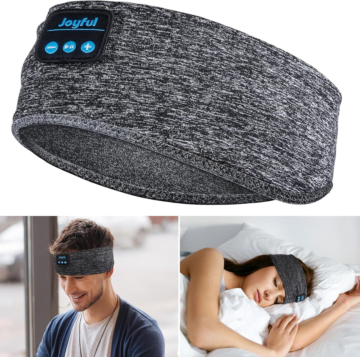 Sleep Headphones Bluetooth 5.3 Headband, Sports Wireless Earphones Sweat Resistant Earbuds with Ultra-Thin HD Stereo Speakers, Sleep Mask for Running,Workout, Yoga,Insomnia,Travel Cool Gadgets Gifts