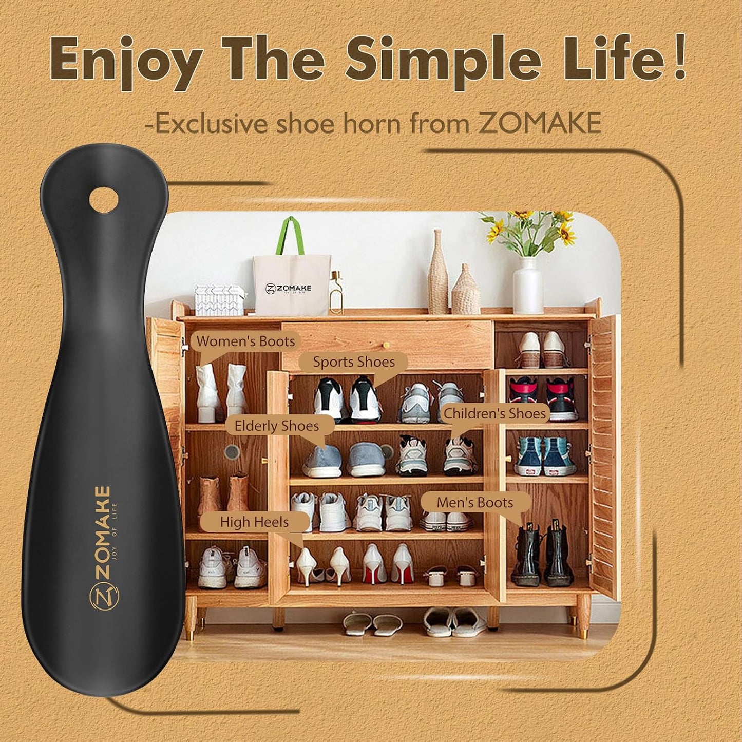 ZOMAKE Metal Shoe Horn, Small Travel Shoehorn for Men Women Kids 7.5''&3.9" | 3 Pack Stainless Steel Portable Shoe Spoon Helper, Compact Travel Size, Built-In Hang Hole, Smooth Rounded Curve, Shoe Care