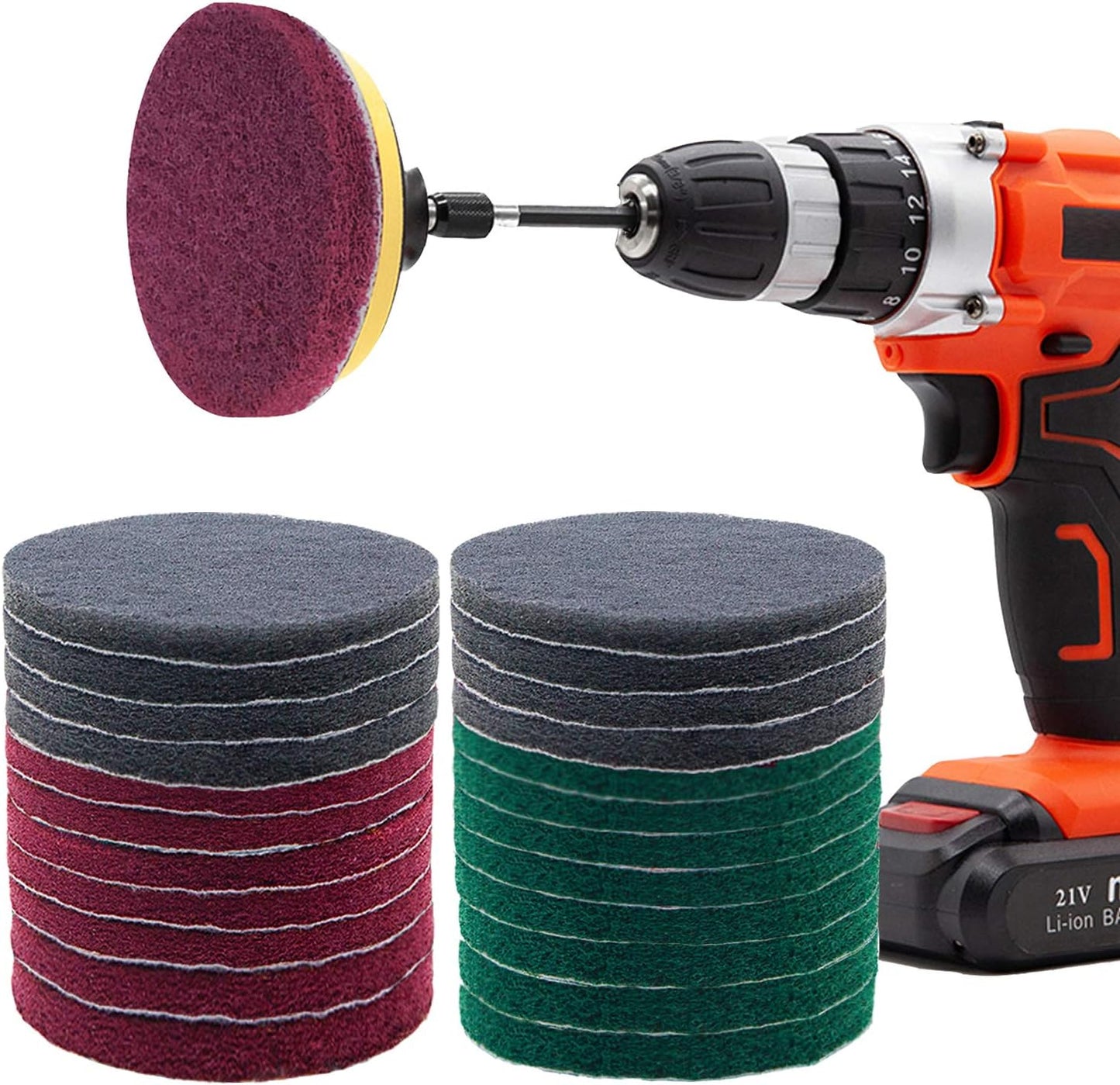 4 Inch 26 PCS Scouring Pads Drill Brush Power Scrubber Cleaning Kit | Hook and Loop Scrub Pads Drill Attachment with Accessories for Bathroom Scale Removal, Rust Removal, Metal & Tile Cleaning