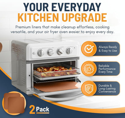 Toaster Oven Liners for Bottom of Oven (4 Pack) Reusable Non-Stick Heat Resistant Toaster Liners, Compatible with Breville, Cuisinart, Black & Decker, Dash, and More - Air Fryer Liners 12"x12" (Black)
