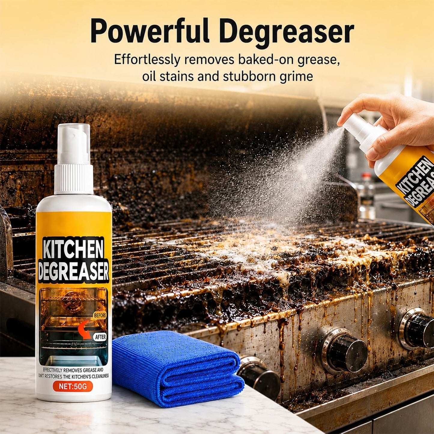 GreaseKiller BBQ Grill Cleaner Spray, Heavy Duty Degreaser, Fast-Acting Grease Removal, for Grills and Smokers, Outdoor Use(2 PCS)