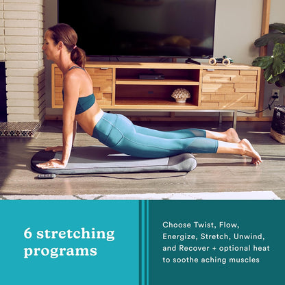 Homedics Fitness Stretching Mat with Air Compression, 3 Intensity | Air Compression Stretching Mat with Heat, 6 Programs, 3 Intensity Levels, Foldable Design, Removable Pillow