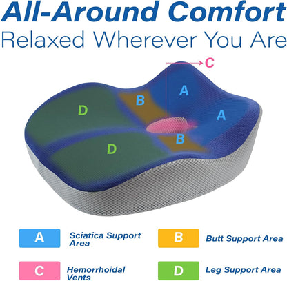 Allaboutsla Car Seat Cushion for Driving, Car Seat Pillow for Short Drivers | Ergonomic Memory Foam Seat Cushion for Pain Relief, Adult Booster Seat for Car, Butt Cushion for Car, Truck, Office, B&G