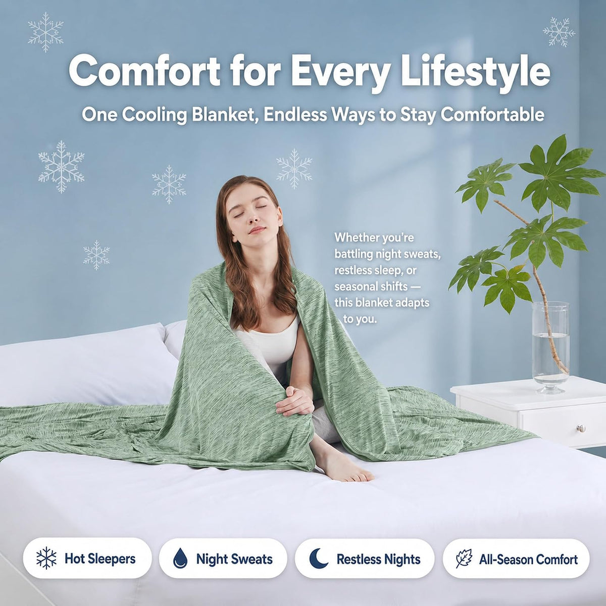 Cooling Blanket Queen Size for Hot Sleepers, Q-Max >0.4, 90 x 90 Inch, Grey