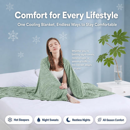 Cooling Blanket Queen Size for Hot Sleepers, Q-Max >0.4, 90 x 90 Inch, Grey