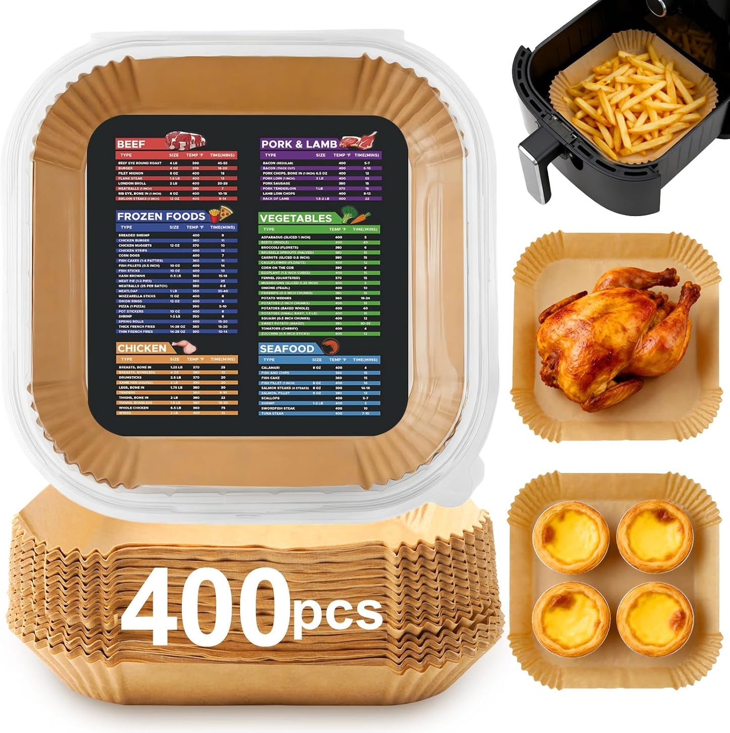 200PCS Air Fryer Liners for Ninja: Higher Non-Stick Disposable Parchment Paper Liner for Ninja DZ201/DZ401 Dual Airfryer Baking - Food Grade Ninja Air fryer Accessories (Rectangle - 8.6 x 5.5 inch)