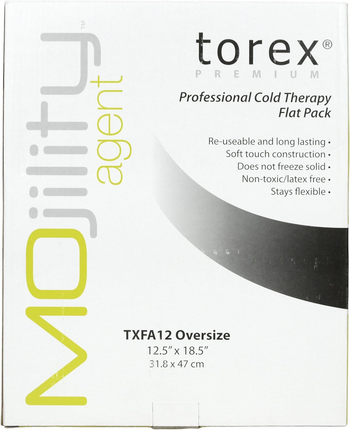 Torex Cold Pack Black Oversize 12.5 x 18.5 inches, Durable and Reusable | Flexible Gel Filling | Freezer Ready | Long-Lasting Temperature Retention | Portable Relief Solution