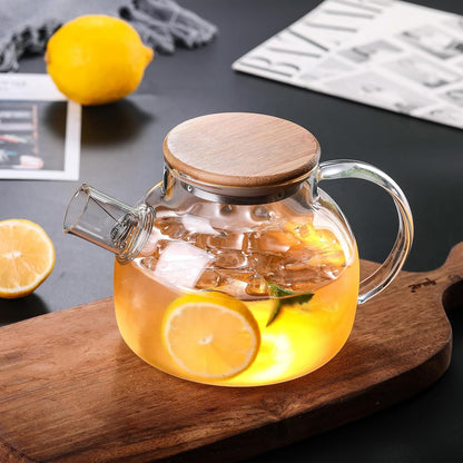 TMOST Glass Teapot with Spout Infuser 1600ml/54oz Glass Kettle Glass Pitcher Teapot for Loose Leaf Tea & Blooming Tea, Stovetop & Microwave Safe