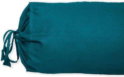 Saffron HANDICRAFTS Cotton 240TC - Bolster Cover Full Round Removable Cover for Neck Roll, Leg Rest,Yoga Practice, Meditation, Bed Sofa Couch (Teal Blue, 8"x24"(20 cm x 60 cm))
