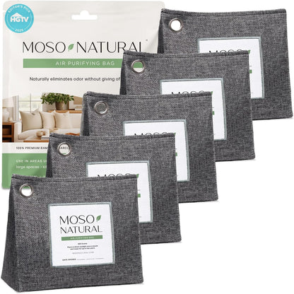 Moso Natural Air Purifying Bag 600g, Premium Charcoal Odor Absorber & Room Deodorizer for Large Spaces — Lasts 2 Years, Bedroom, Basement, Pet Odor Eliminator for Home, Unscented Bamboo Charcoal Bag