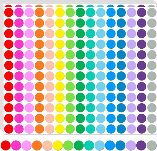 10080 PCS Small Dot Stickers 1/4" Round Circle Color Coding Labels | 15 Colors Coding Labels Tiny Dot Sticker for Office,Classroom, Inventory Organize, File Classification