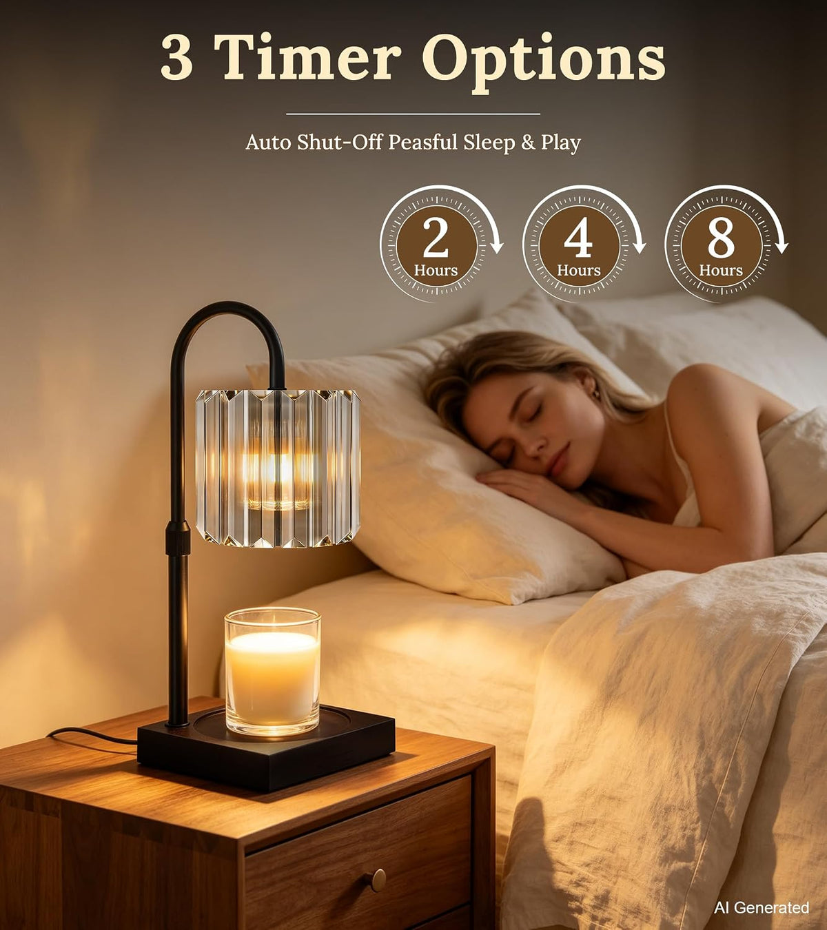 TigQiang Crystal Candle Warmer Lamp with Timer, Adjustable Height, Clear