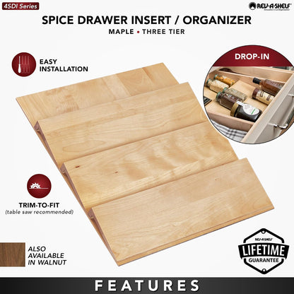 Rev-A-Shelf Walnut Trim-to-Fit Spice Drawer Insert Organizer