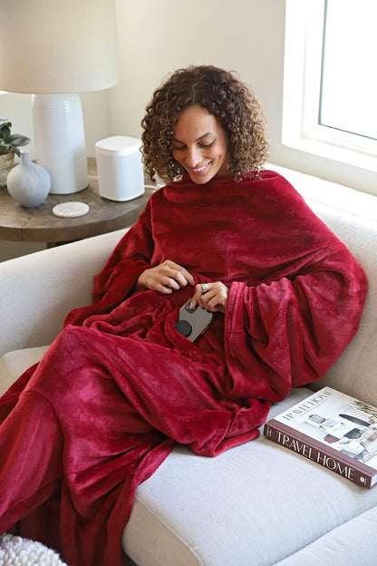 Catalonia Wearable Blanket with Sleeves & Foot Pocket for Adults | Soft Fleece Throw Wrap with Hands-Free Comfort, Perfect for Reading, TV Time & Relaxing, Christmas Gift for Women & Men