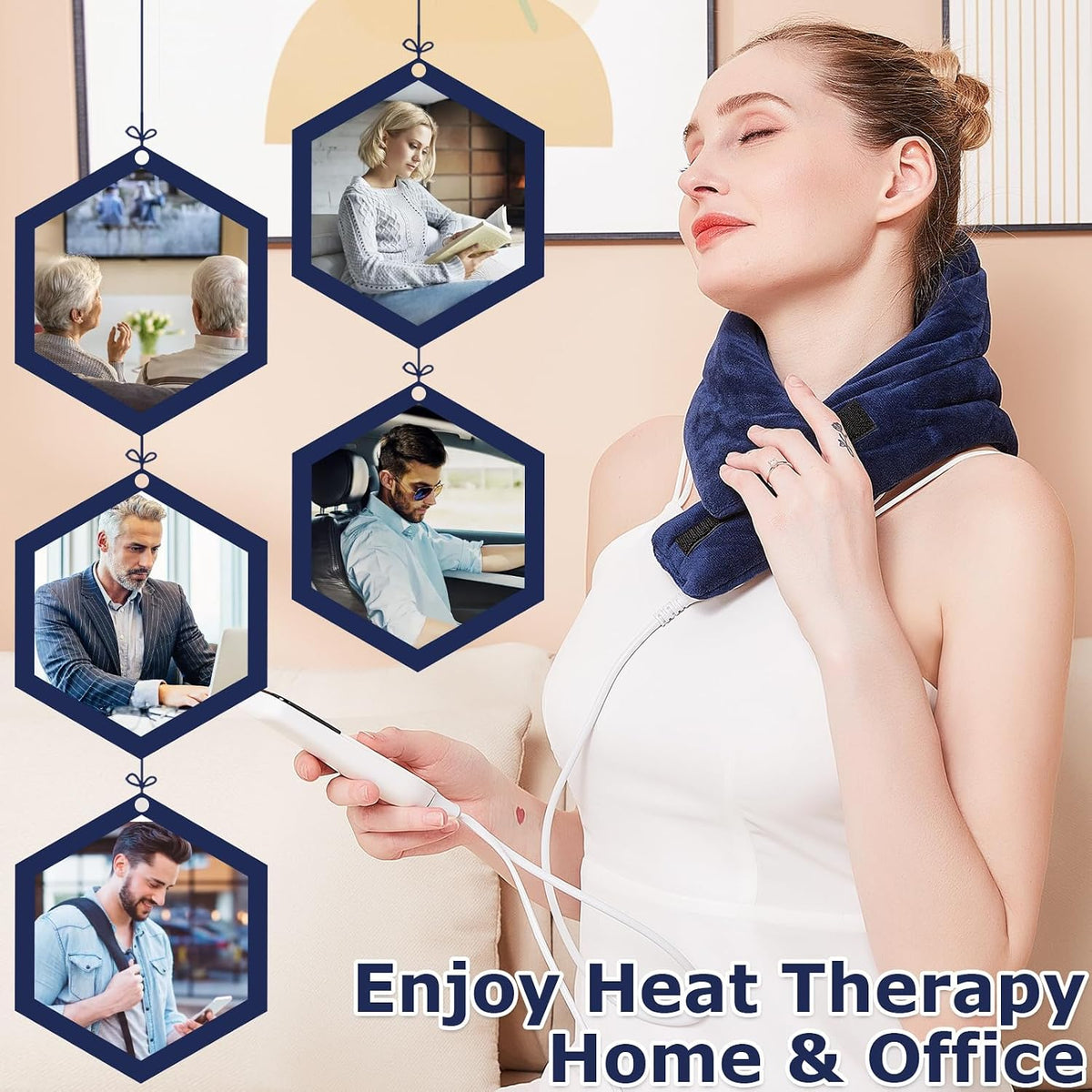 CAMECO Electric Neck Heating Pad for Pain Relief, 86℉-158℉ & 30S Heating Heated Neck Wrap Warmer for Soreness Stiffness, Super Soft Heated Scarf, Neck Heat Pad, Auto Shut-Off Timer, Gifts for Women