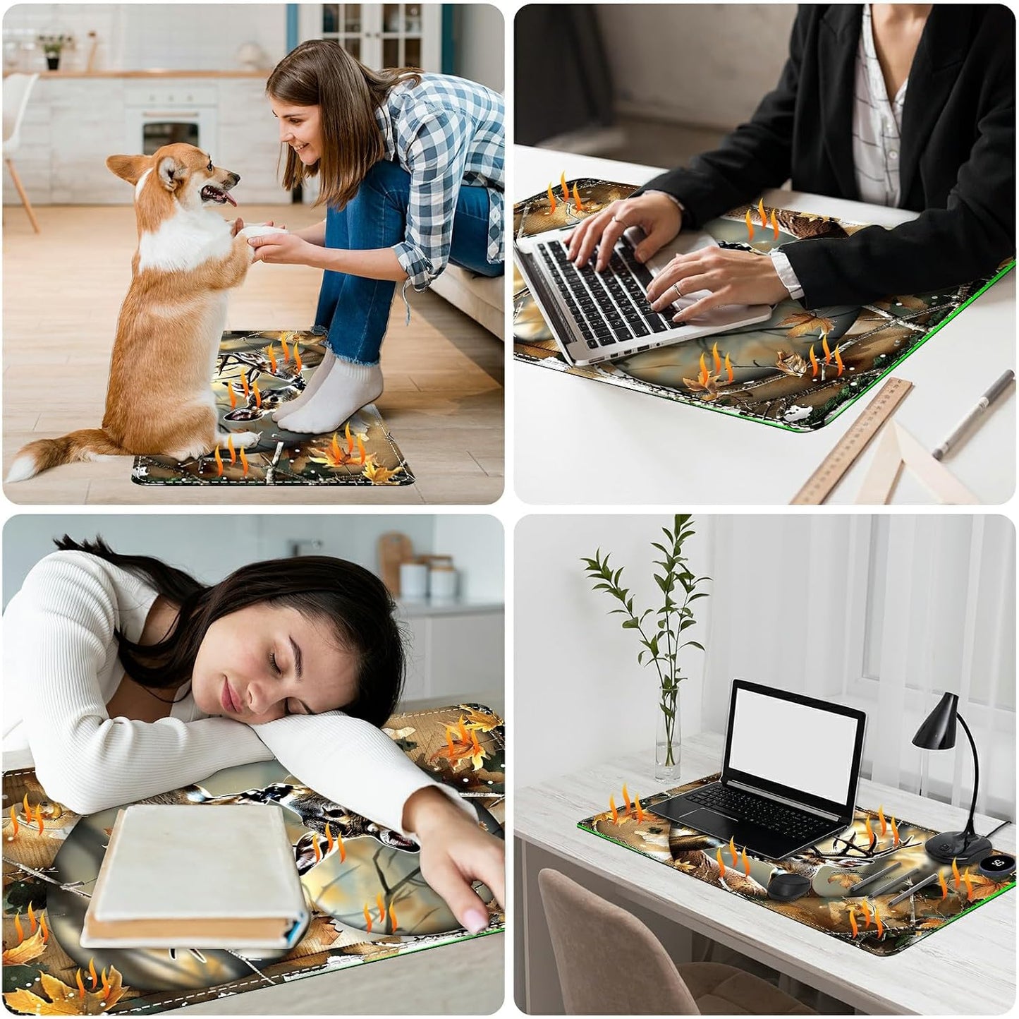 Heated Desk Pad Heated Large Mouse Pad, Electric Quickly Warm Desk Mat with 3 Levels Heating 3 Hours Auto Shut-Off, 31.5" x 13" Warm Gaming Mousepad Hand Foot Warmer, Baby Elephant