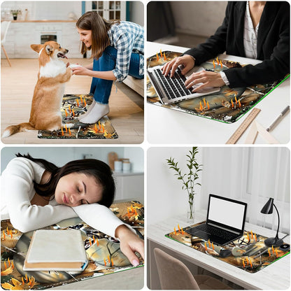 Heated Desk Pad Heated Large Mouse Pad, Electric Quickly Warm Desk Mat with 3 Levels Heating 3 Hours Auto Shut-Off, 31.5" x 13" Warm Gaming Mousepad Hand Foot Warmer, Baby Elephant