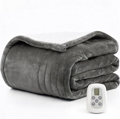Heated Blanket Electric Throw Blanket with Built-in Button Controller