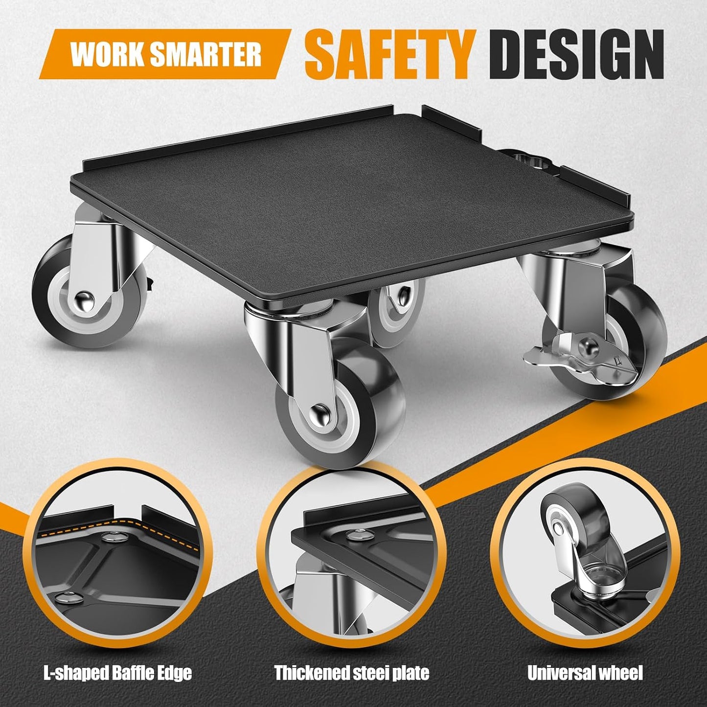 LOYAL TIGER 1500LBS Heavy Duty Furniture Dolly & Movers Set (5.4 Inch, Red) | 5-Wheel Carbon Steel Rollers with Locking Casters & Lifter. Moving Kit for Refrigerator, Washer, Sofa & Cabinet.