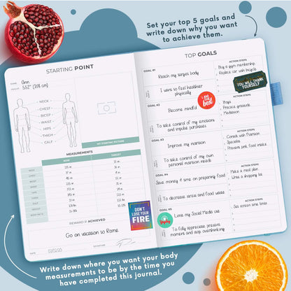 Clever Fox Wellness Planner & Food Journal for Weight Loss, A5 Orange | 5.8"x8.3" nutrition & exercise tracker for women tracking meals, diet & symptom diary, calorie counter notebook, stickers