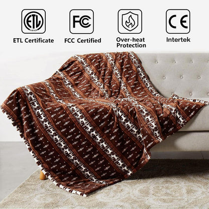 Tefici Electric Heated Blanket, Super Cozy 2-Layer Flannel Heated Throw