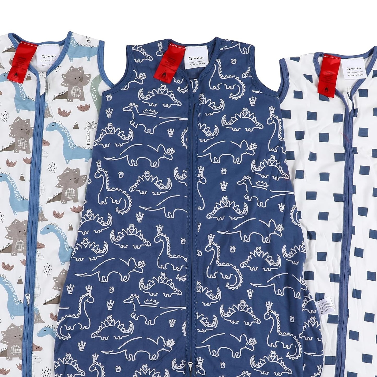 Yoofoss Baby Sleep Sack 0-6 Months Wearable Blanket for Babies 100% Organic Cotton 2-Way Zipper TOG 0.5 Toddler Sleeping Sack 3 Pack, Sleep Sacks