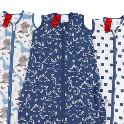 Yoofoss Baby Sleep Sack 0-6 Months Wearable Blanket for Babies 100% Organic Cotton 2-Way Zipper TOG 0.5 Toddler Sleeping Sack 3 Pack, Sleep Sacks